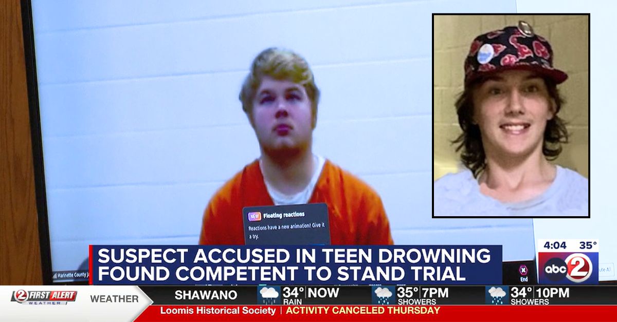 Background: Courtroom footage of Tylor Birch during a court appearance (WBAY). Inset: Jakob Bowerman (Bowerman Funeral Home).