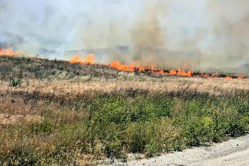 Two fires break out in Southern California in Santa Ana winds, triggering evacuations<br><br>