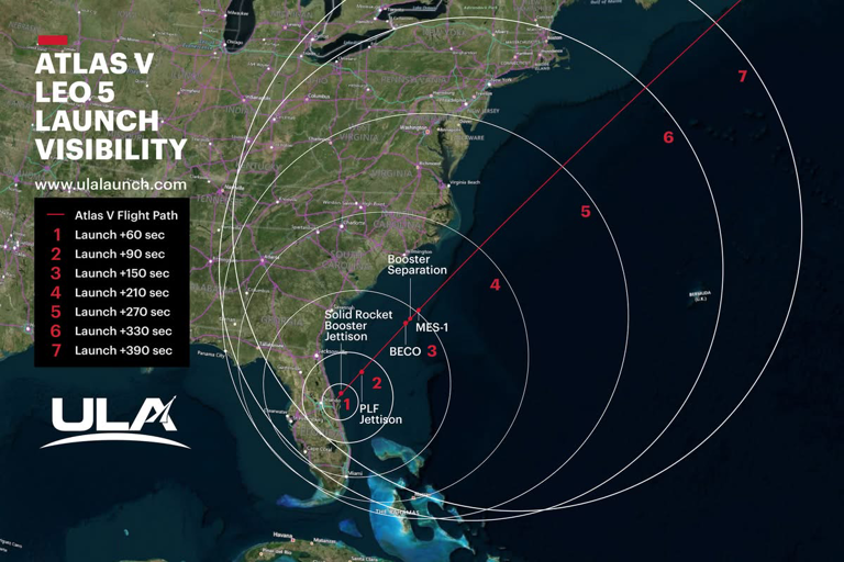 Florida rocket launch may be visible along East Coast states. See map
