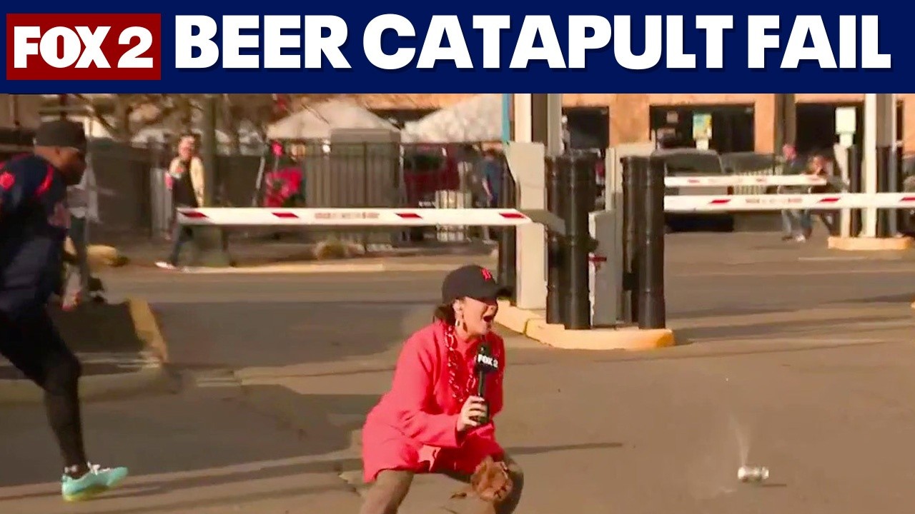 Tigers opening day beer catapult fail