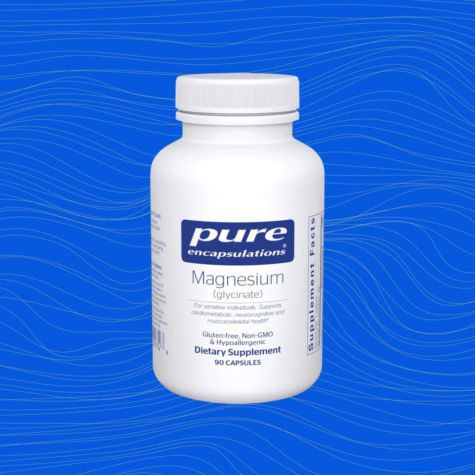 A bottle of Pure Encapsulations Magnesium dietary supplement