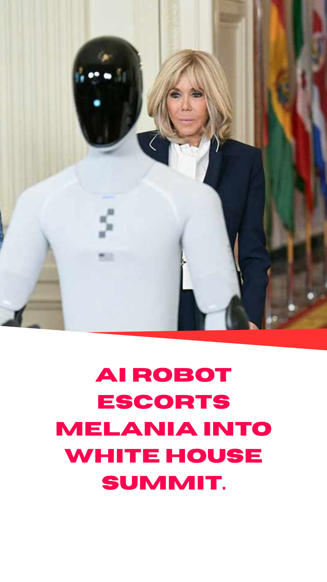 AI robot escorting Melania Trump into a White House summit