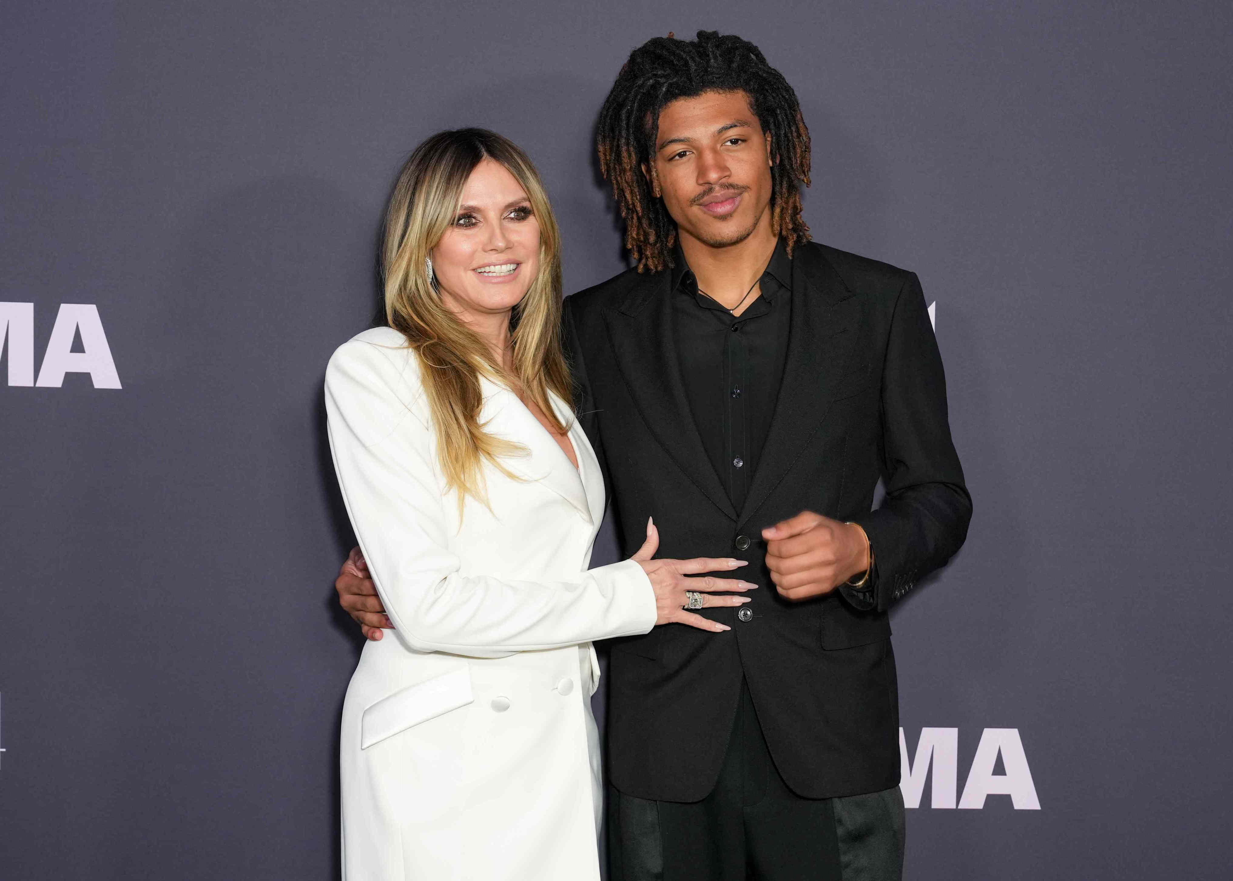 Heidi Klum and son Henry Samuel, 20, stun in contrasting black and ...