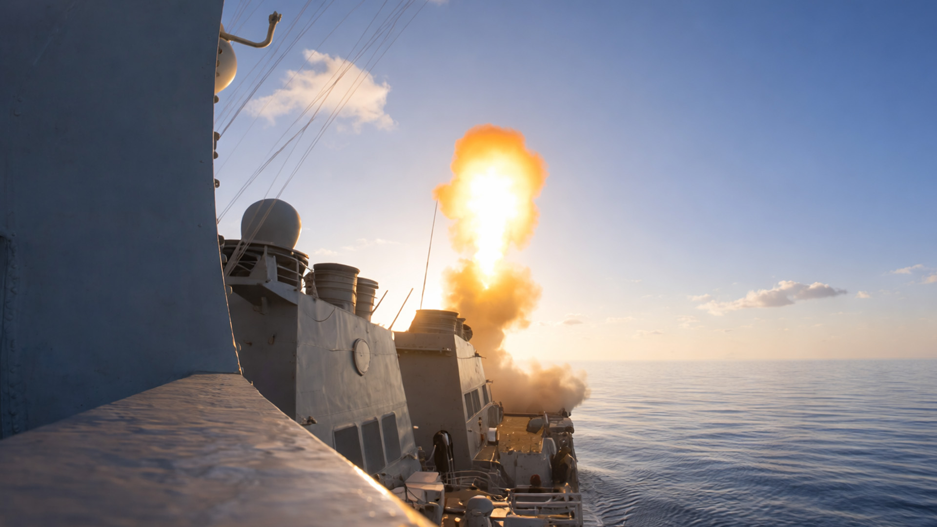 US Navy ship conducts missile launch exercise