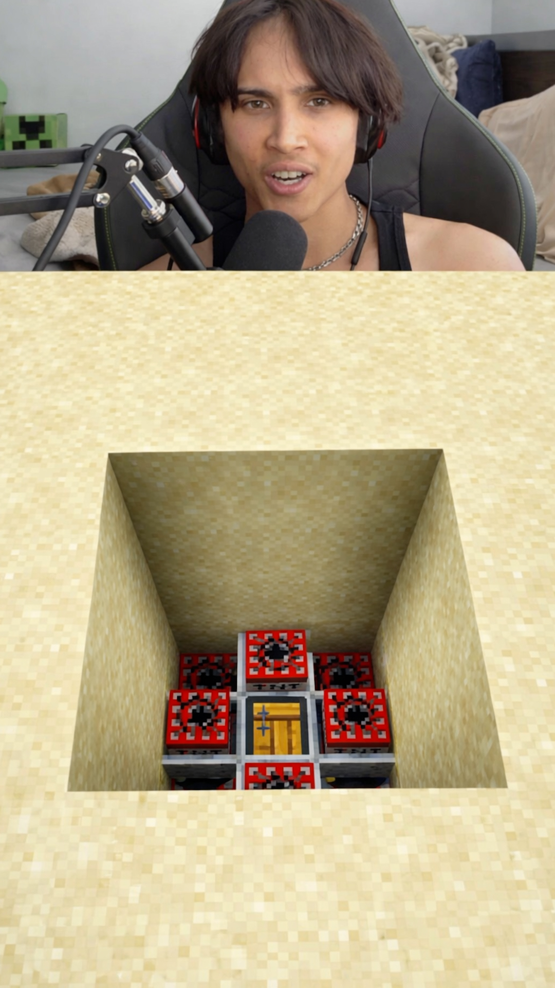 Building a hidden sand trap in Minecraft