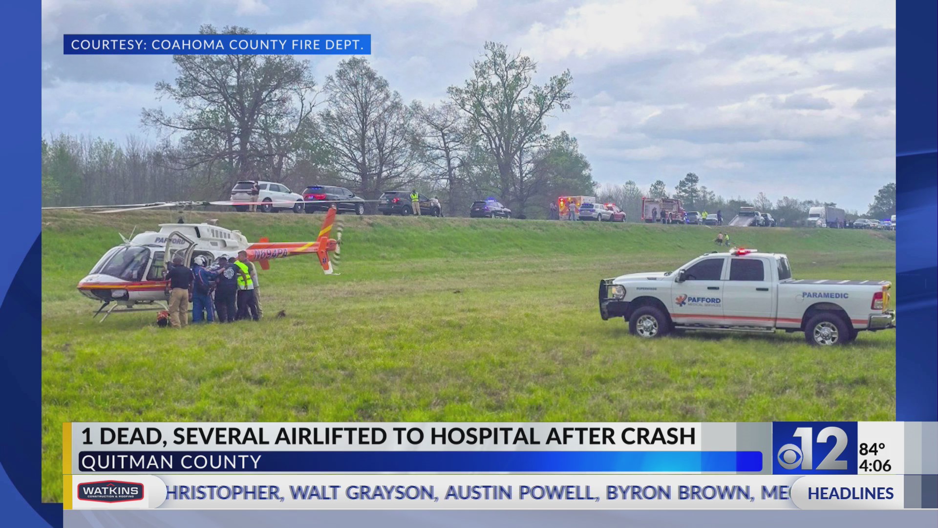 1 dead, several others airlifted to hospital after Mississippi crash