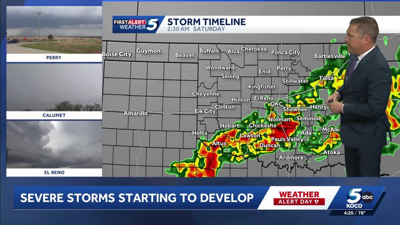 Updates: Severe storms tracking across Oklahoma Friday afternoon