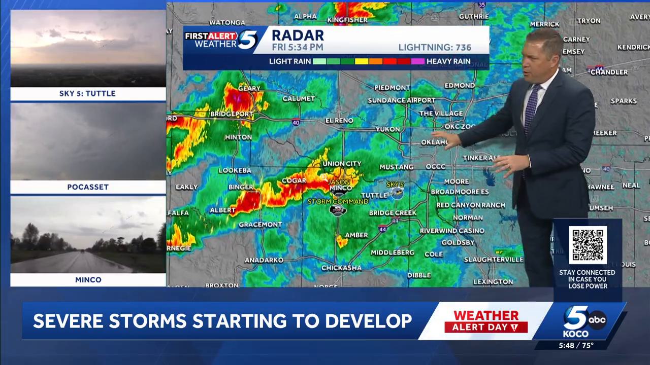 Severe storms continue to move through Oklahoma Friday evening