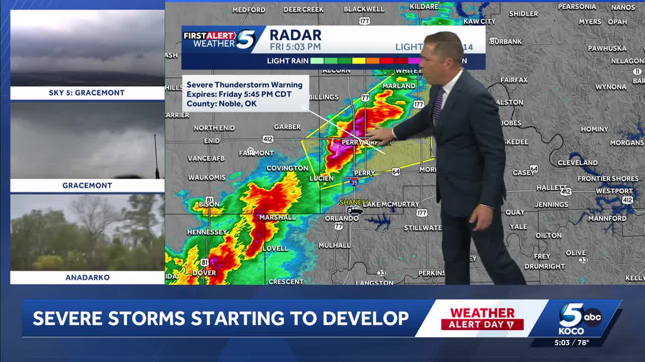 Strong storms tracking across Oklahoma Friday April 3 2026