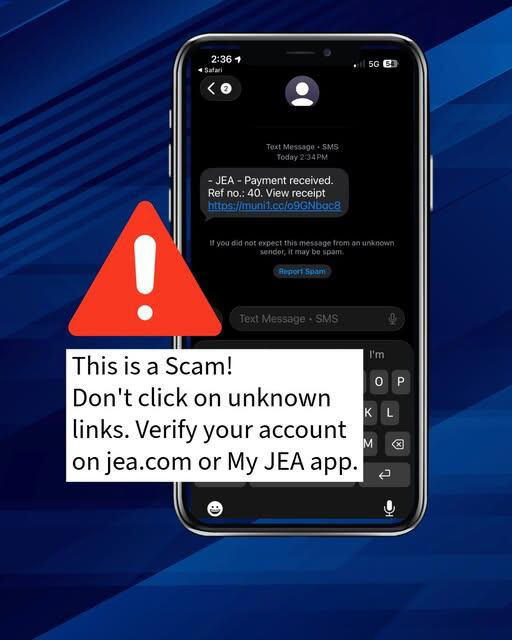 Scam alert: JEA warns customers of scam texts impersonating utility
