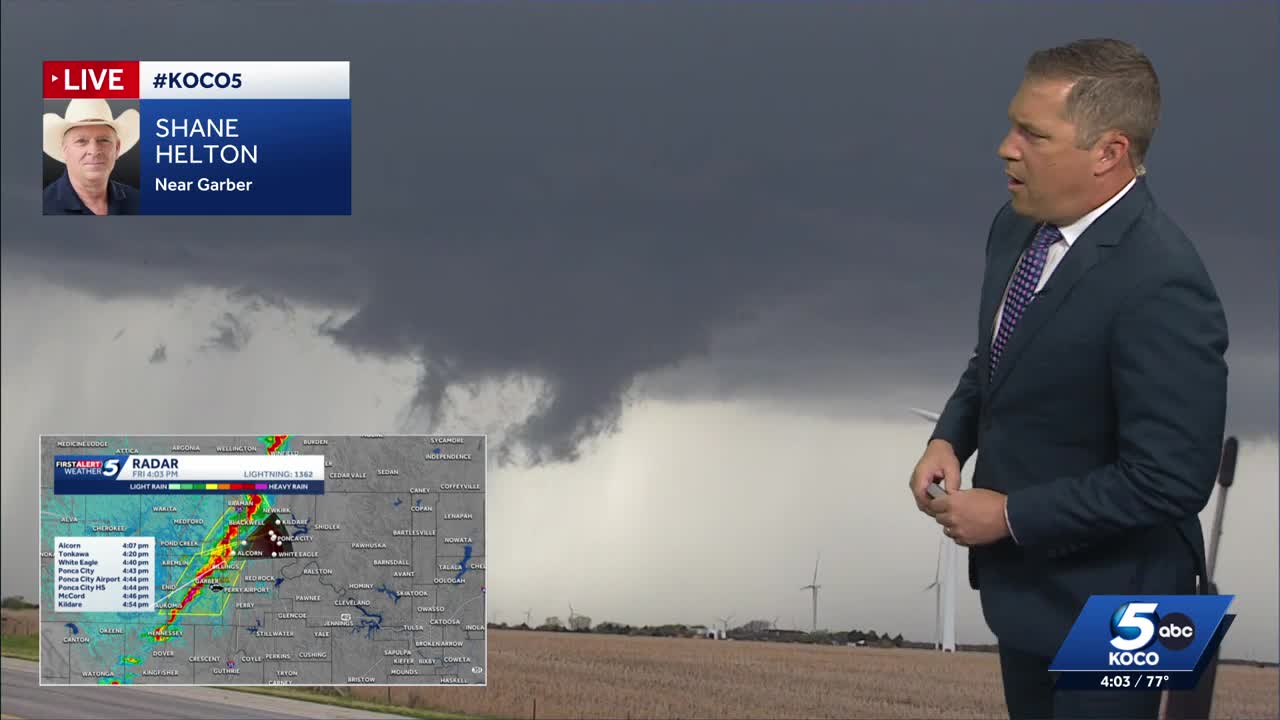 Severe thunderstorms tracking across Oklahoma Friday April 3 2026