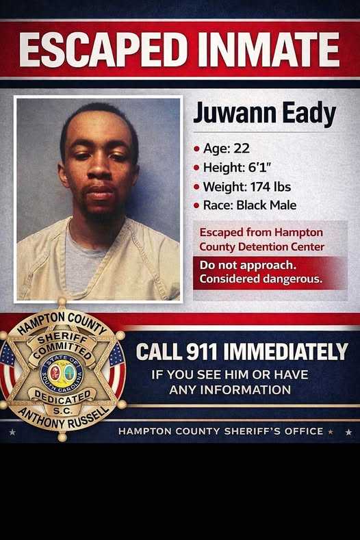 Hampton County deputies search for escaped inmate