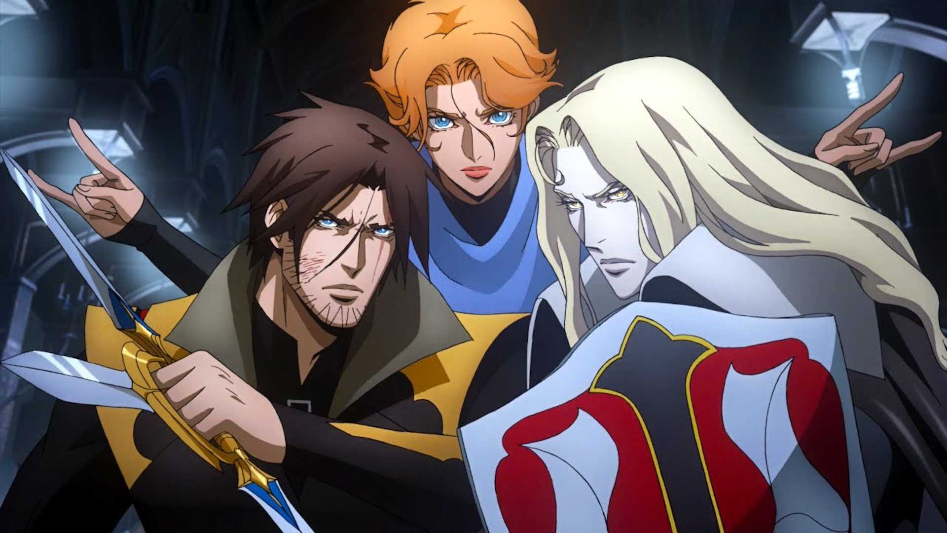 Trevor, Sypha, and Alucard brace themselves for Dracula in Castlevania season 4.