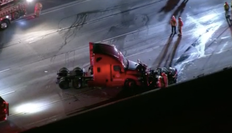2 dead after crash involving big rig on eastbound 210 Freeway in ...