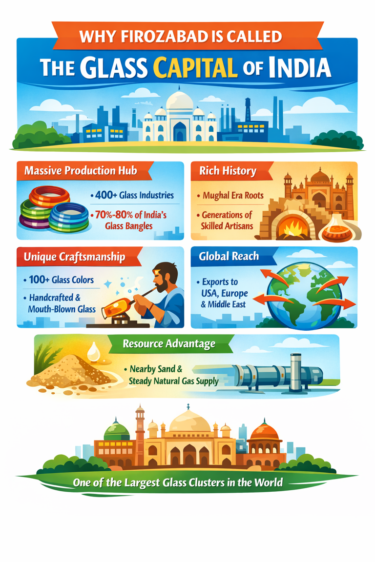 Which city is known as the glass capital of India?
