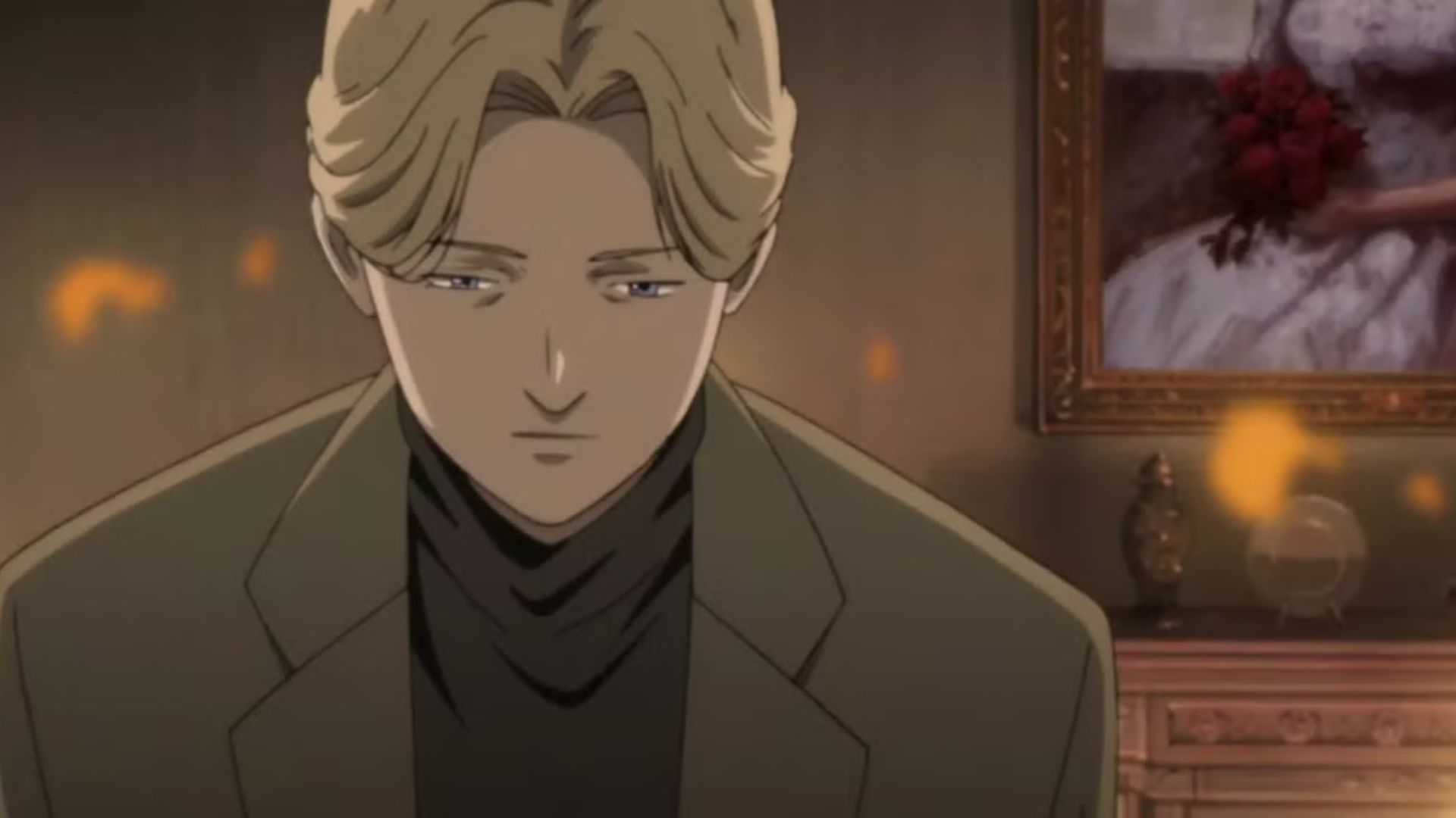 Johan Liebert looks calm and emotionless as a fire burns around him in Monster.