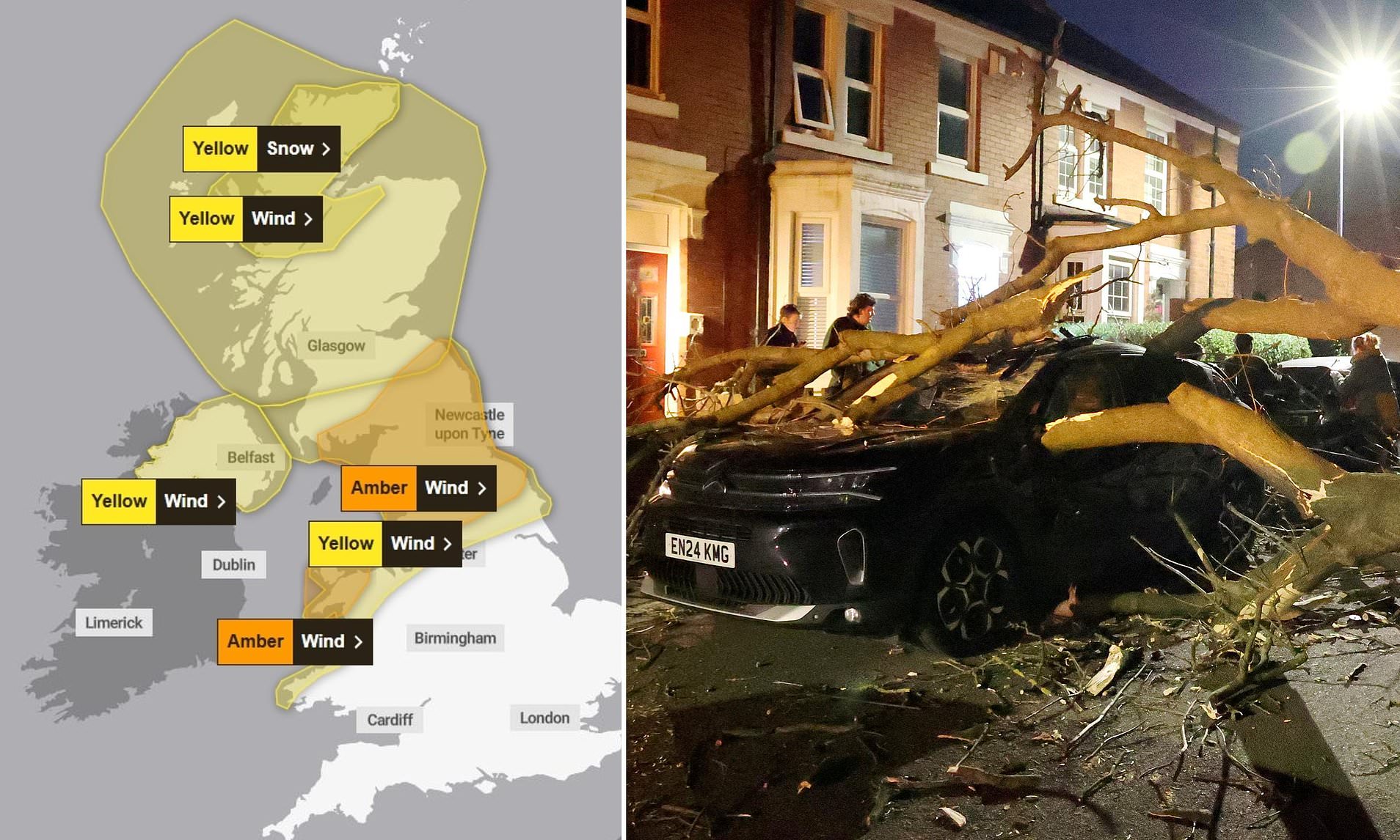Met Office issues Amber warning as Storm Dave brings 'danger to life ...