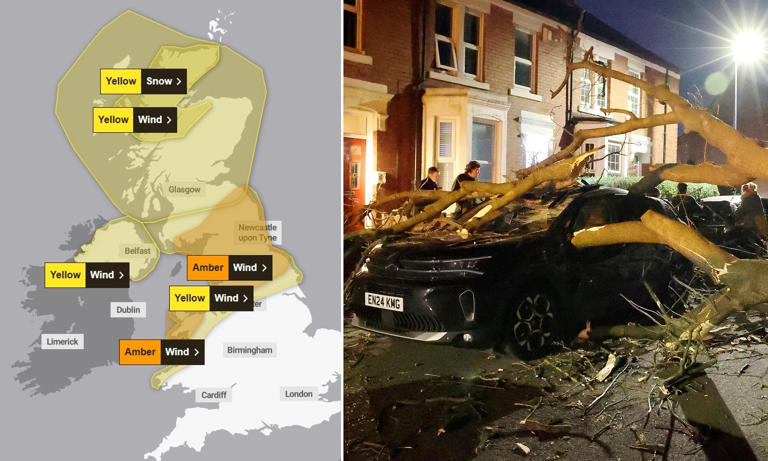 Met Office issues Amber warning as Storm Dave brings 'danger to life ...