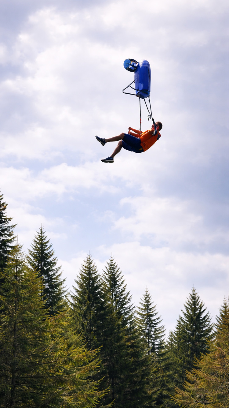 Extreme stunt scene shows high risk action