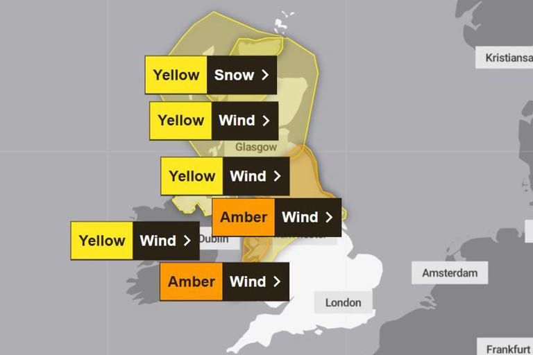Met Office issues new amber 'danger to life' alert as Storm Dave brings ...