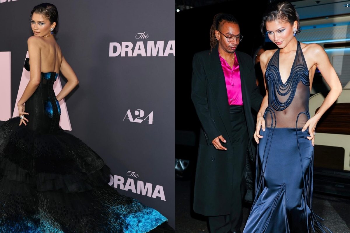 Zendaya stuns in yet another sheer blue gown on the drama press tour