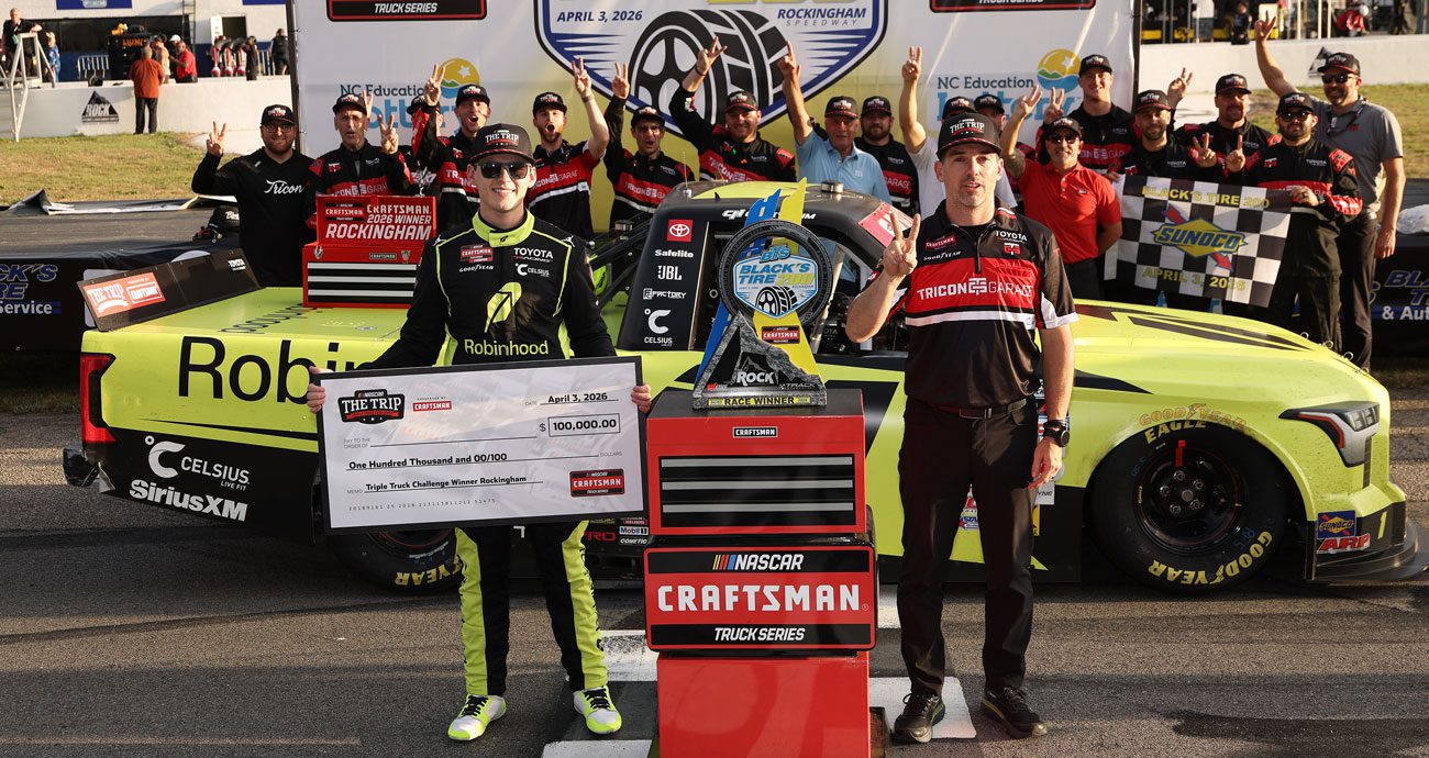 Corey Heim rocks field to win Truck race at Rockingham, claim Triple ...