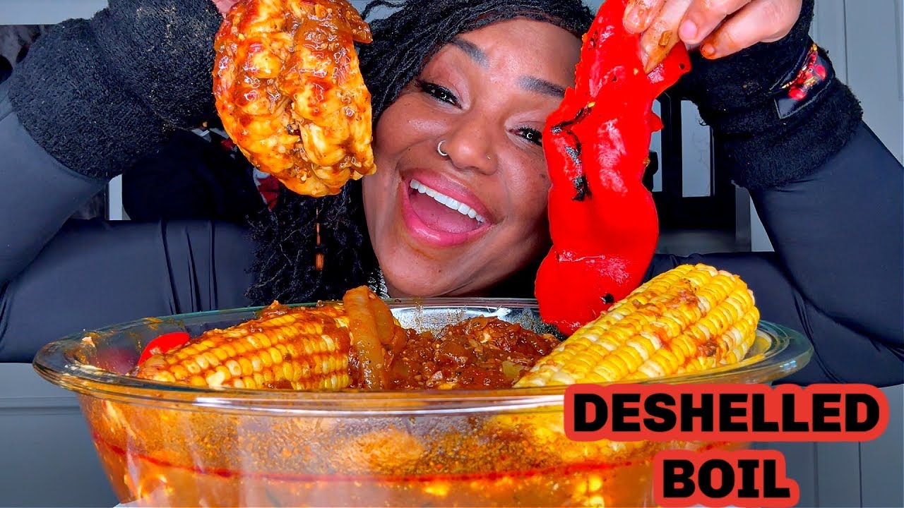 I made a huge deshelled seafood boil for Sunday dinner