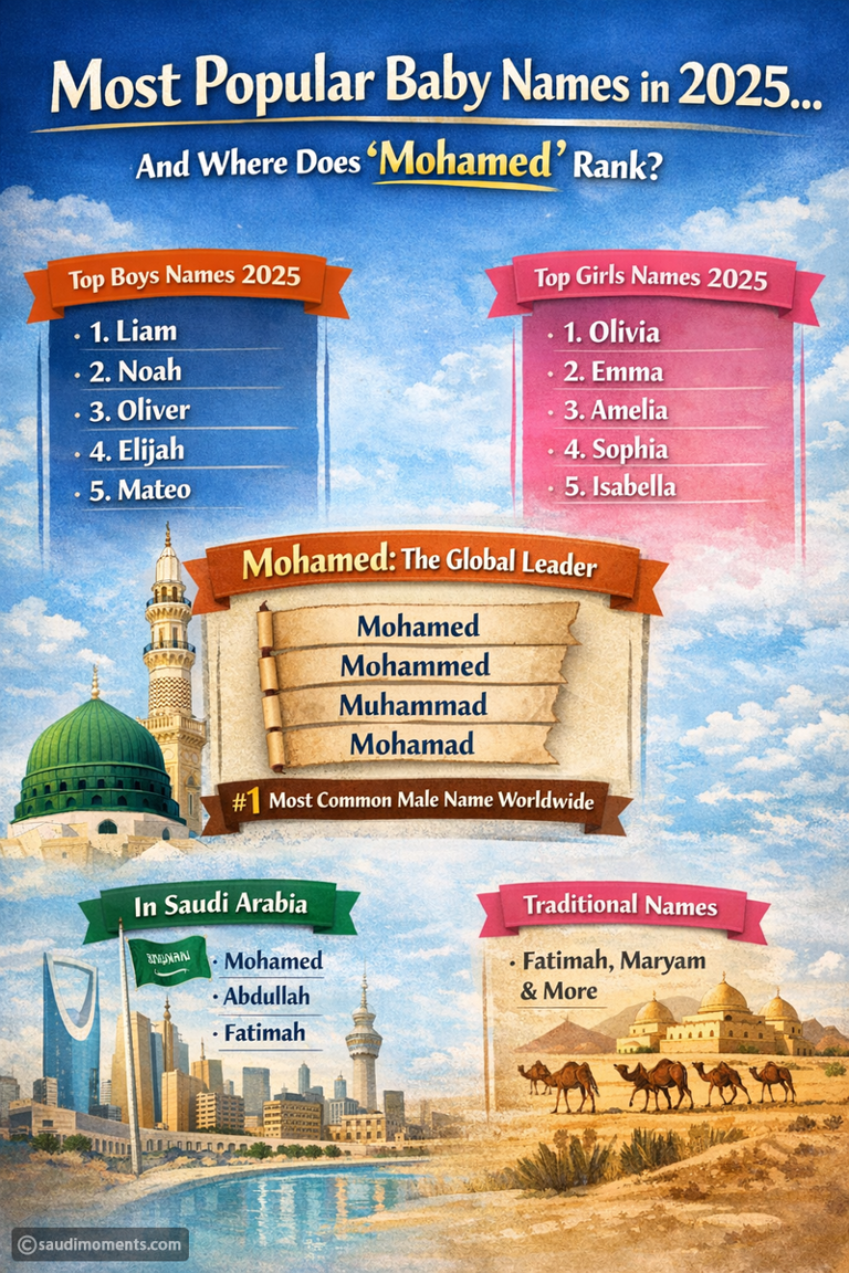 Most popular baby names in 2025 and where does “Mohamed” rank?