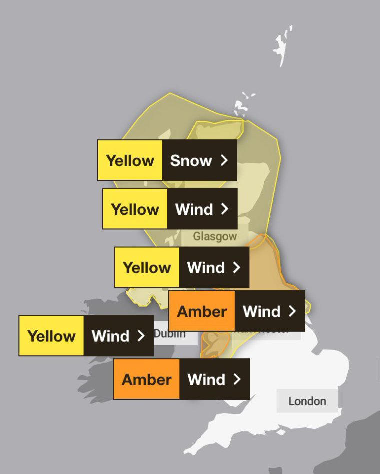 New amber wind warning as Storm Dave set to batter UK