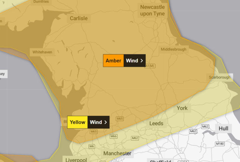 Met Office issues new amber weather warning for parts of Yorkshire as ...