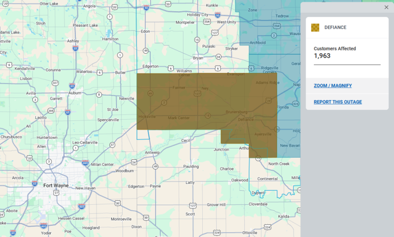 Nearly 2,000 customers without power in Defiance County