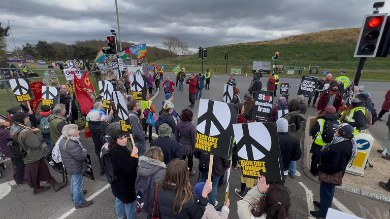 Two demonstrators arrested outside RAF base during peace protest