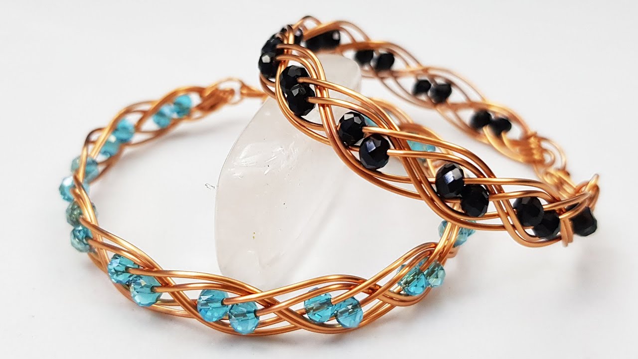 Double 3 wire braid bracelet with small crystal - How to make handmade ...