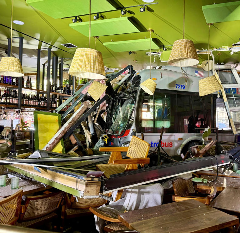 Bus crashes into Washington restaurant, 3 injured