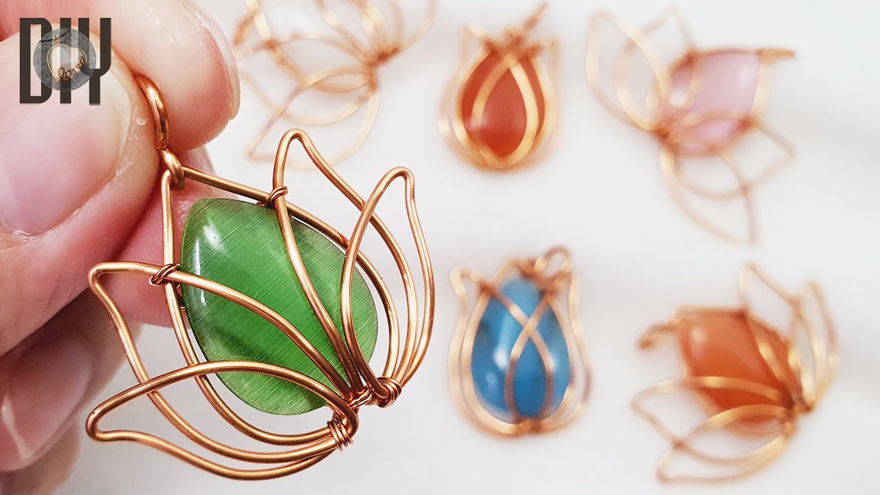 Lotus | Tulips | Pendant | wrap stone without holes | drop stone ...