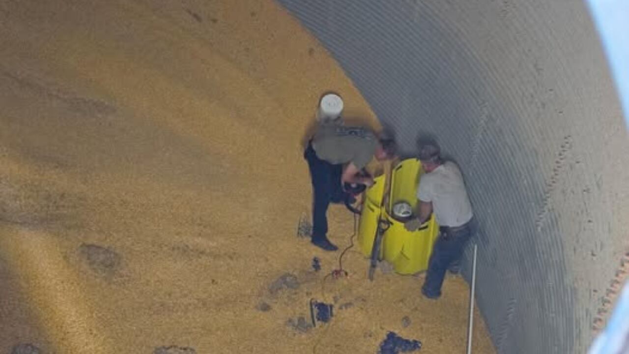 Man rescued after falling into grain bin in Indiana