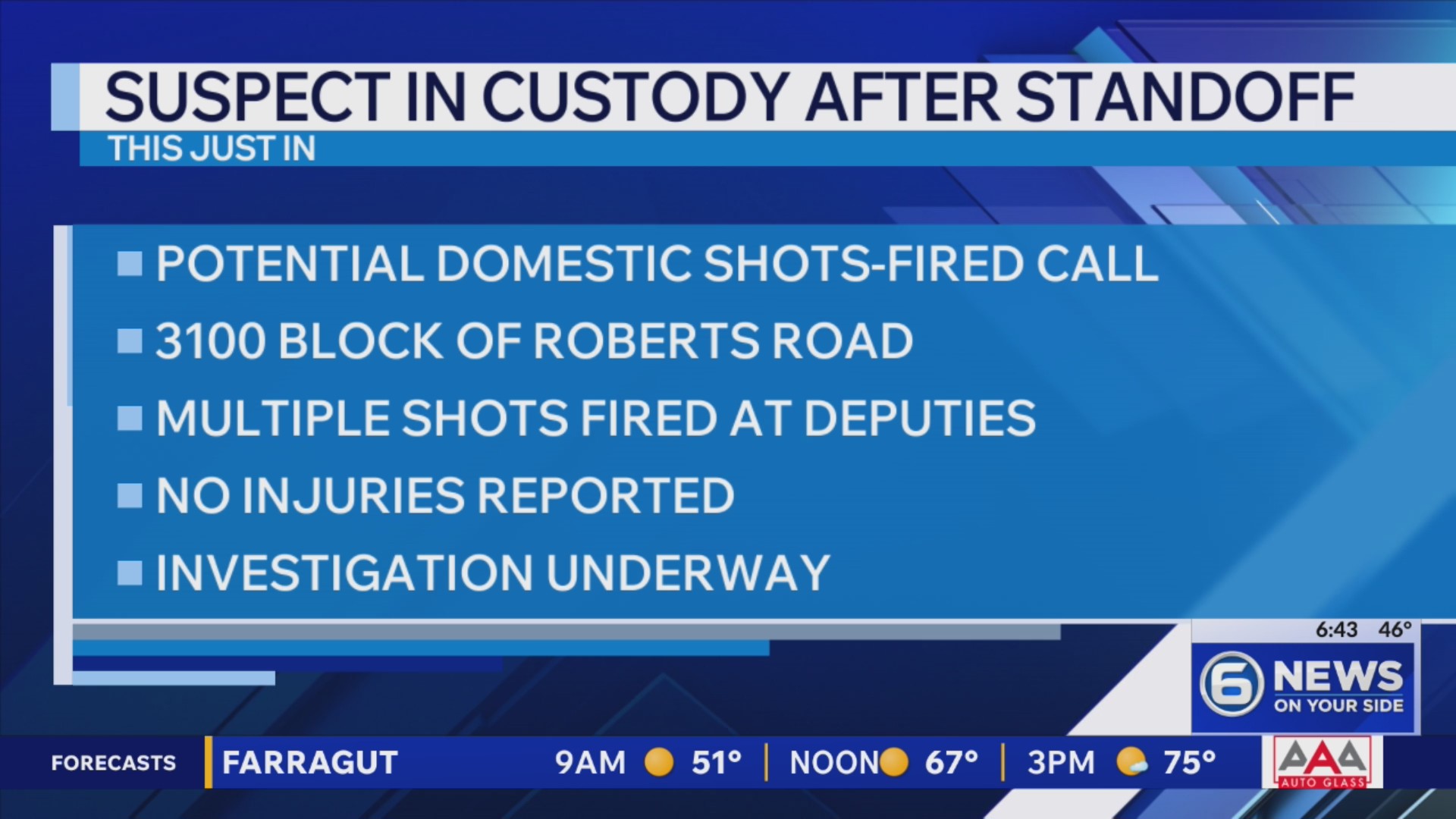 Suspect in custody after standoff with deputies in Knox County