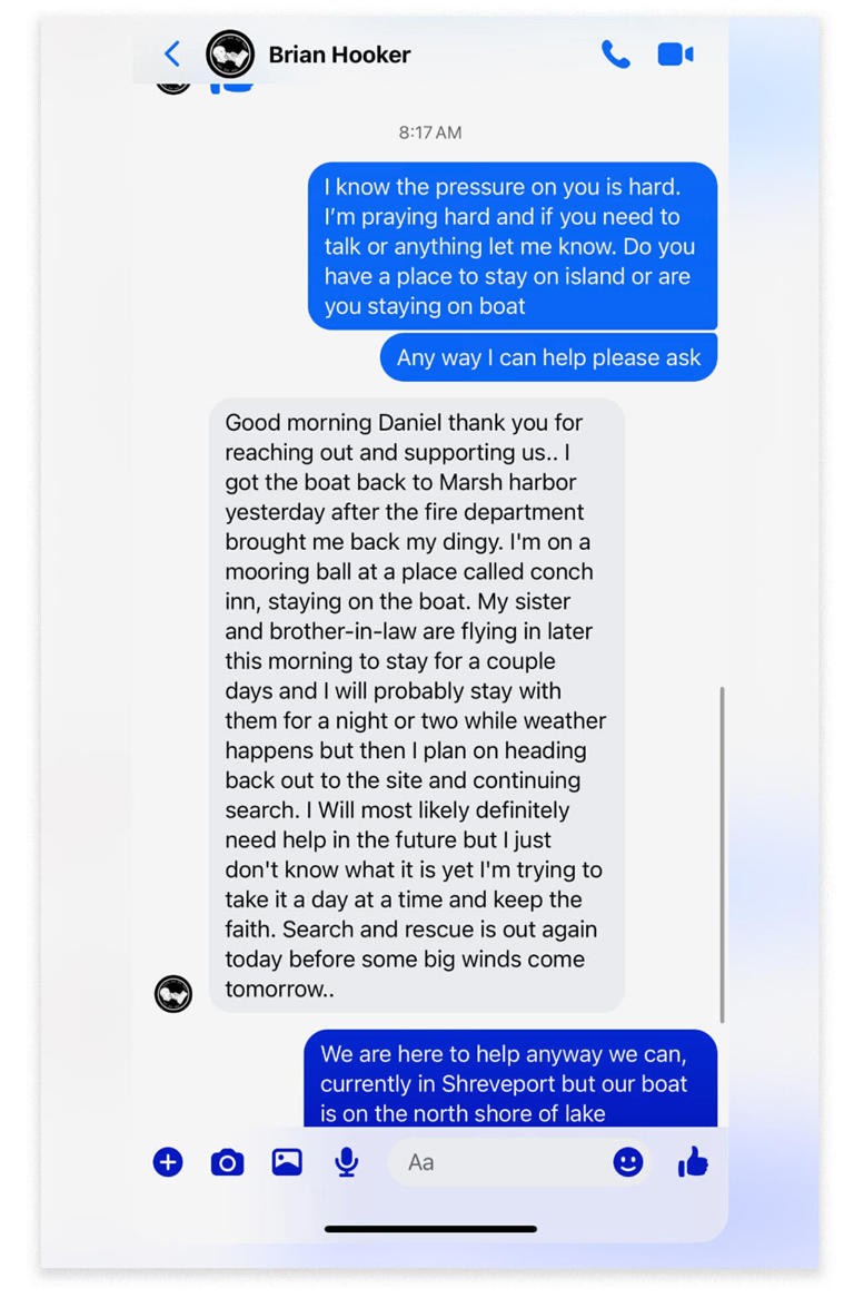 See messages Brian Hooker sent his friend after wife's disappearance