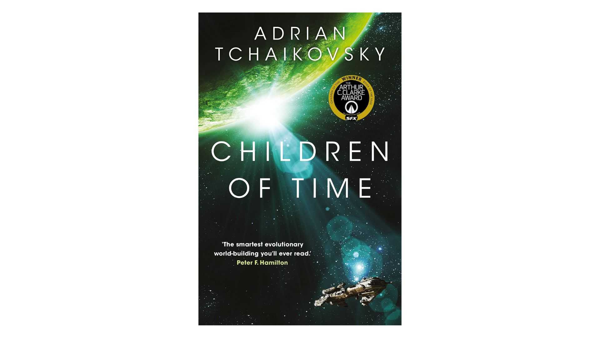 Children of Time by Adrian Tchaikovsky book cover on a white background