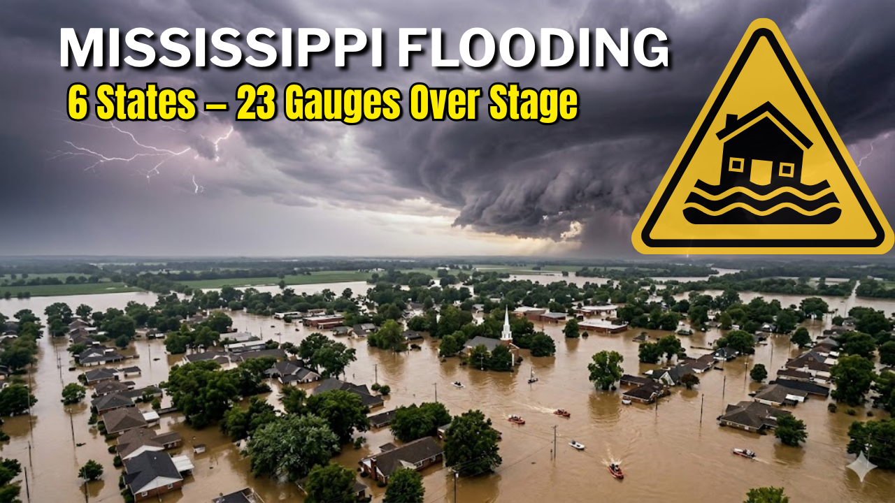 Mississippi River is surging across 6 states tonight