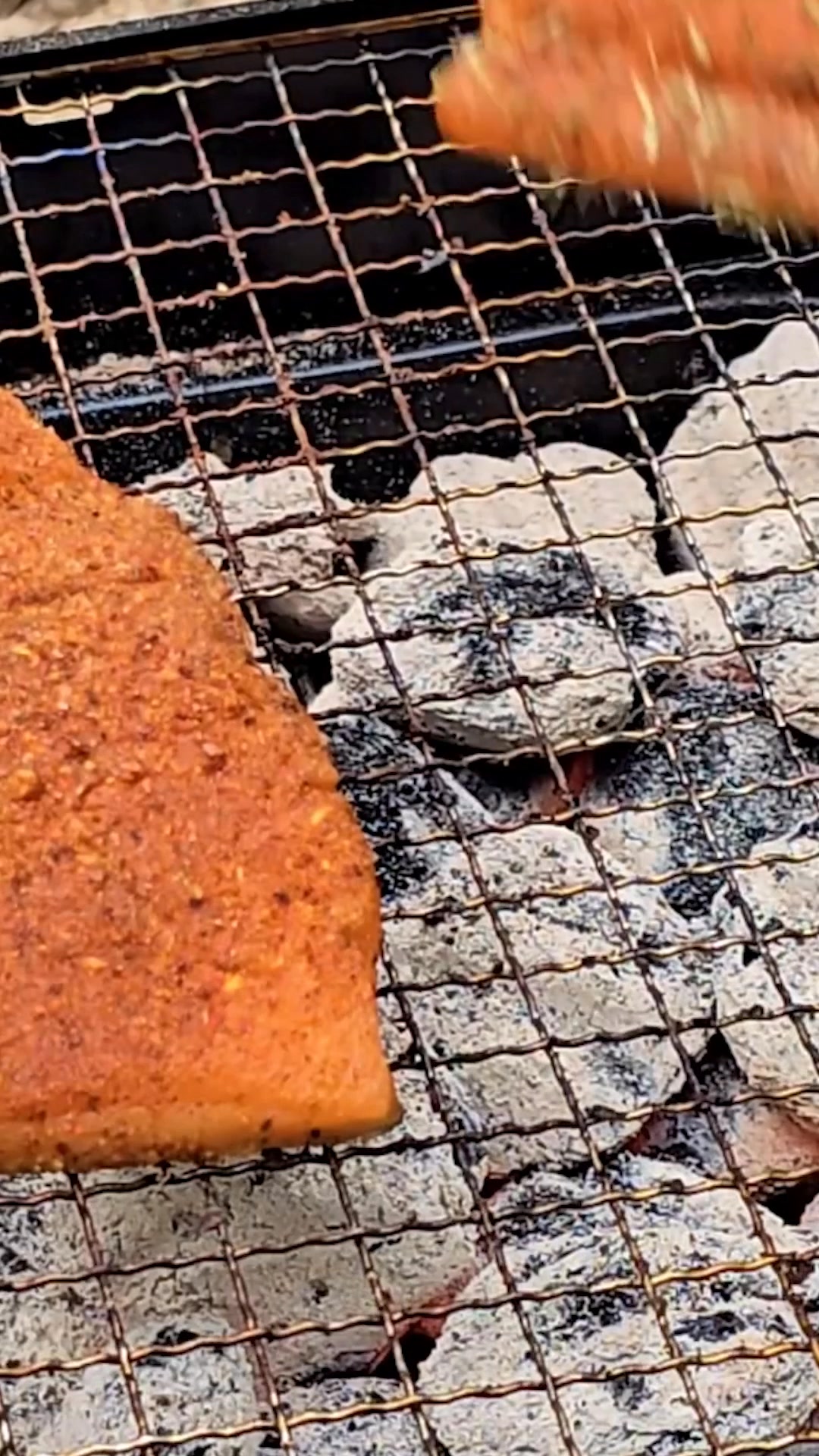 Cooking and tasting fish outdoors