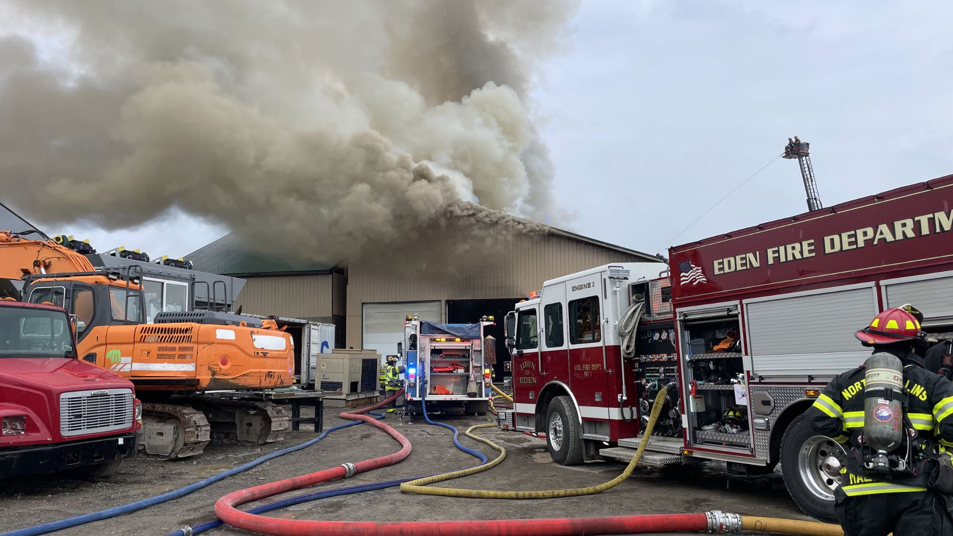 Multiple crews responding to fire at Southwest Materials in Eden