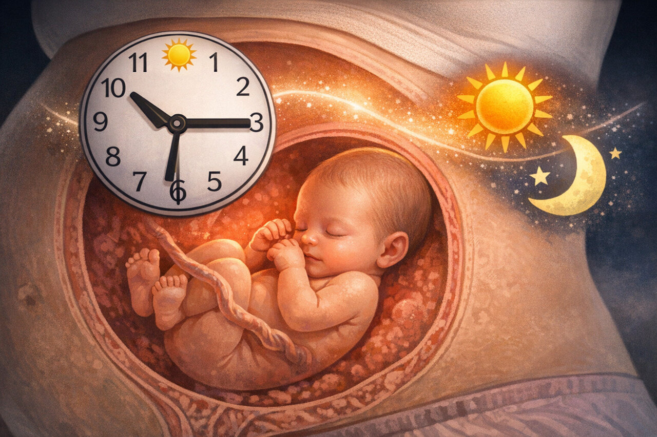 Baby's body clock begins to synchronize with local time while still in ...