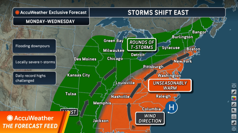 Strong storms to soak the Midwest as record heat bakes the mid-Atlantic ...