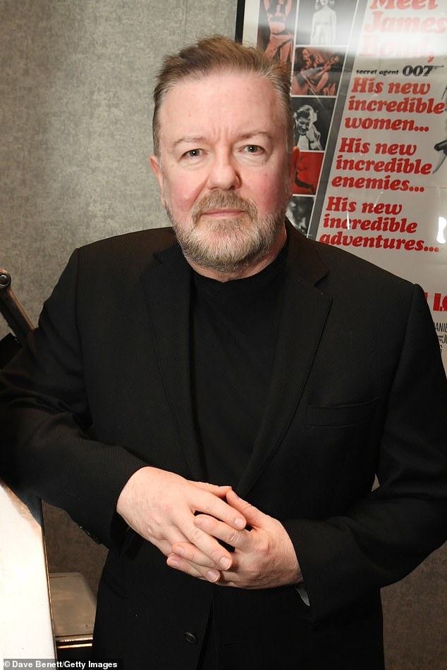 Ricky Gervais the popstar: The Office icon looks unrecognisable wearing ...