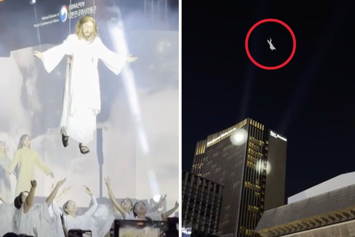He is risen: 'Jesus' disappears into sky during Easter spectacular