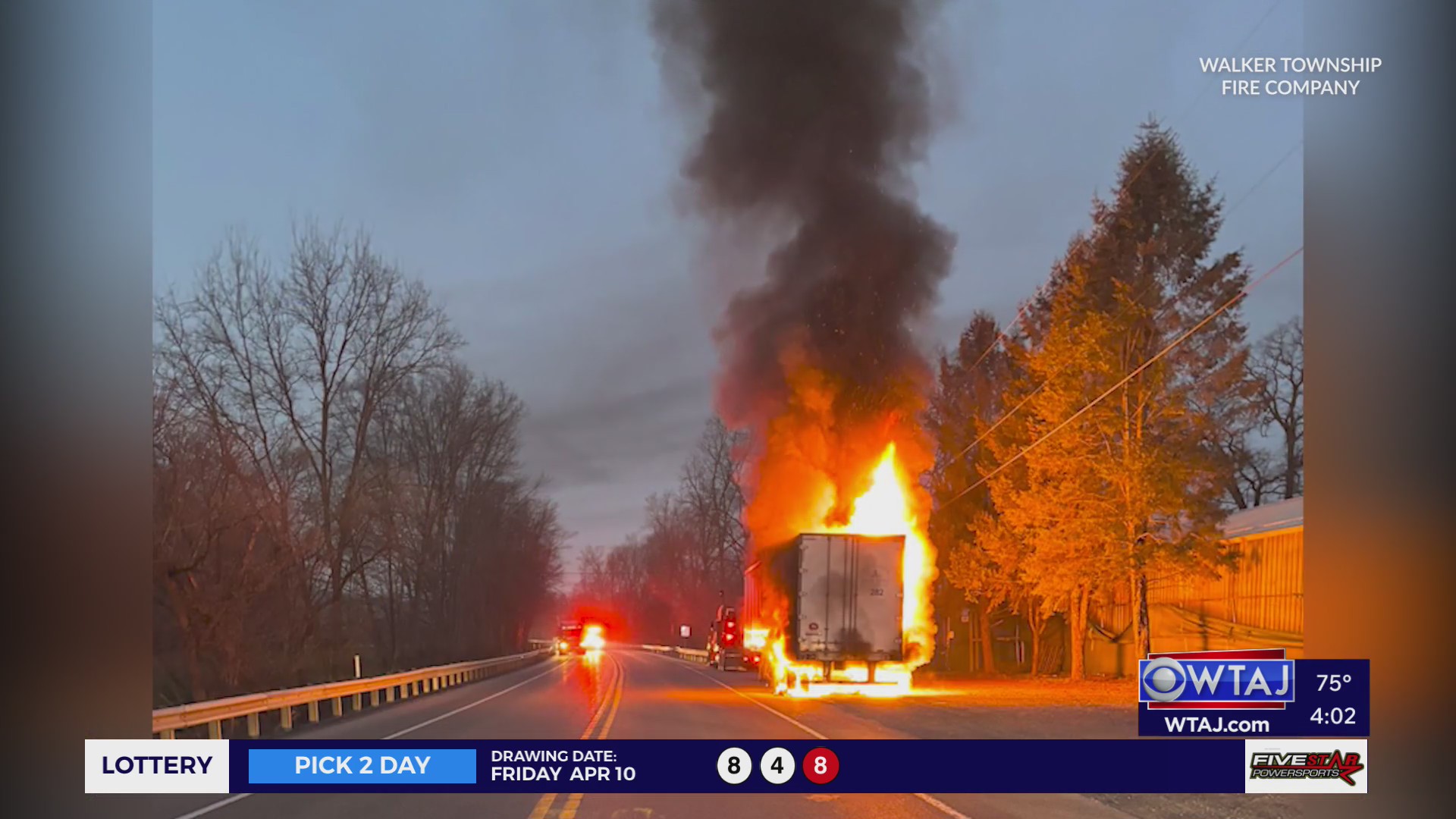 Fire crews battle tractor-trailer blaze in Centre County following crash