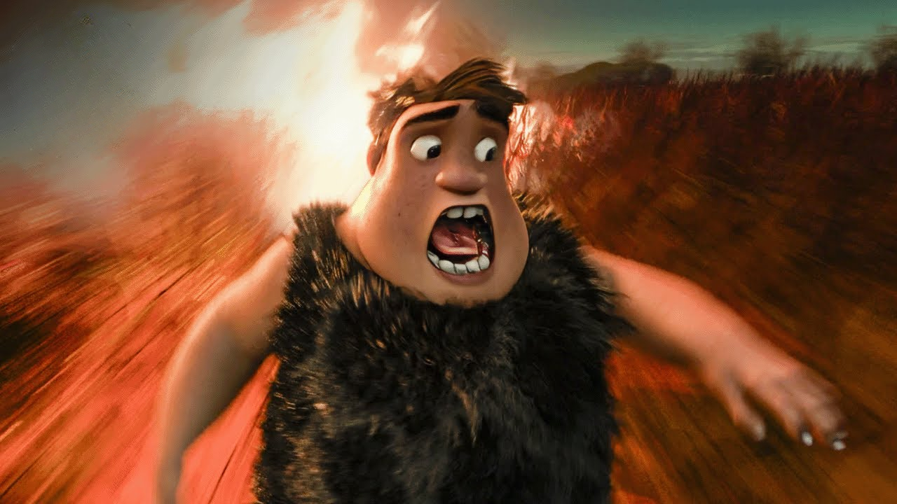 Cavemen meet fire | The Croods
