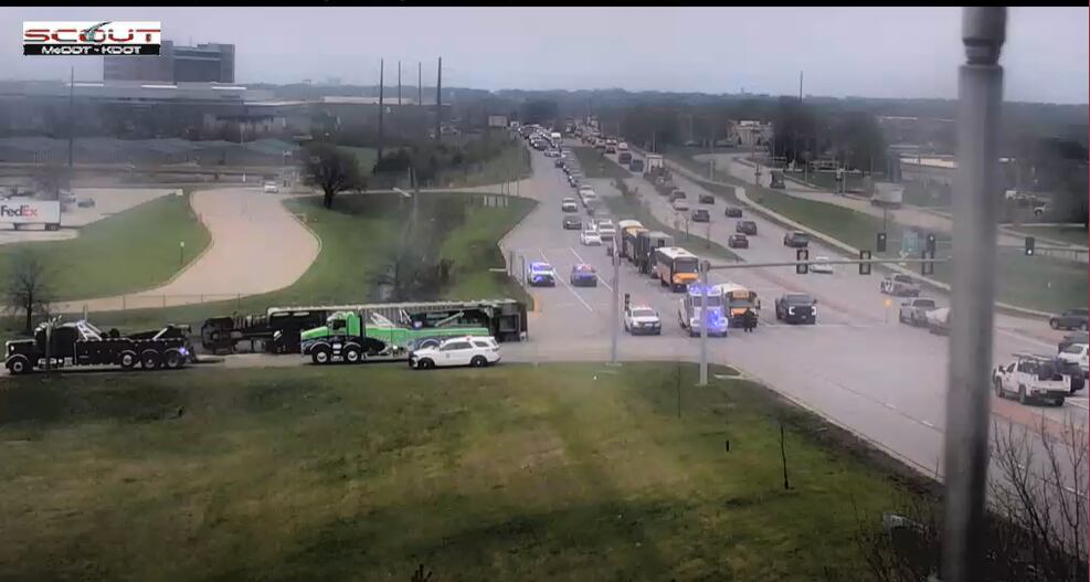 Overturned semi shuts down on-ramp near I-35 and 151st Street