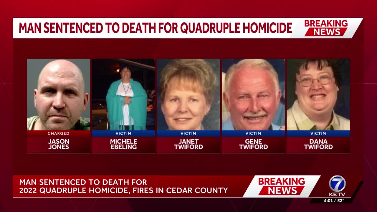 Man sentenced to death for quadruple homicide in Nebraska